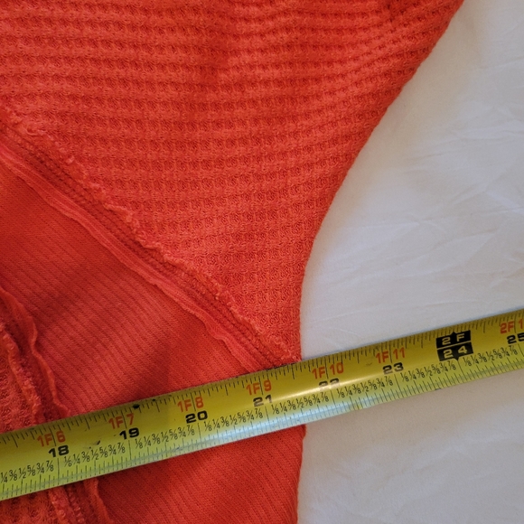 Free People Catalina Orange Thermal Oversized Waffle Knit Top Size S - Picture 5 of 12
